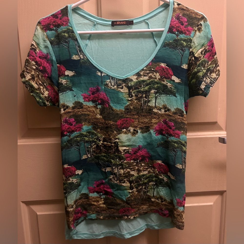 A.brand Multicolor Scenic Print Short Sleeve Tee